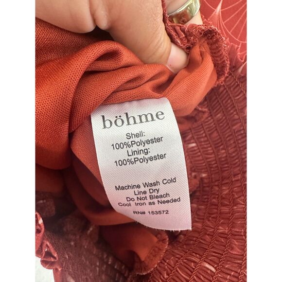 Bohme Art Deco Long SLeeve Top Rust/Brick Size Medium - Picture 6 of 7